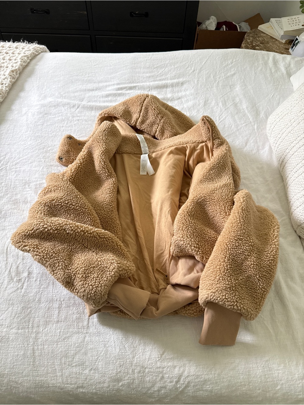 ALO Yoga Tan Teddy Jacket with Hood